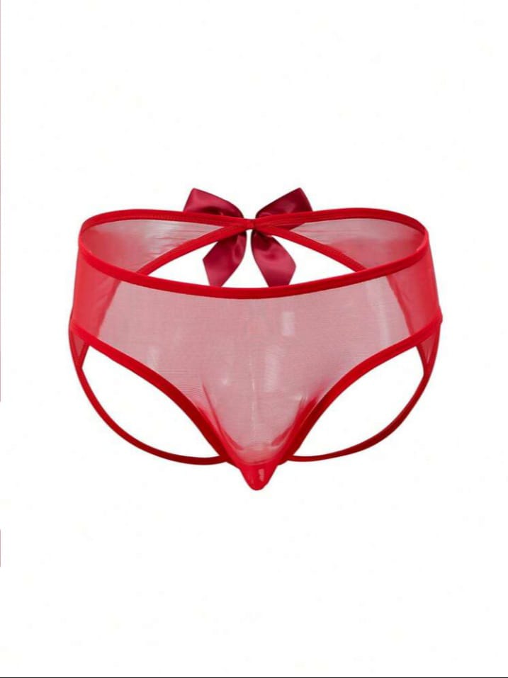 Men's Bow Mesh Thong Sexy Men Underwear